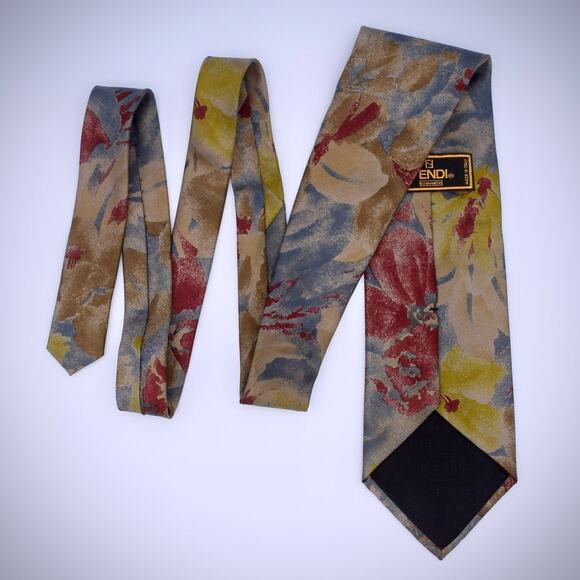 Vintage Fendi 100% Silk Tie - Abstract Pattern (59 inches) - Picture 3 of 5
